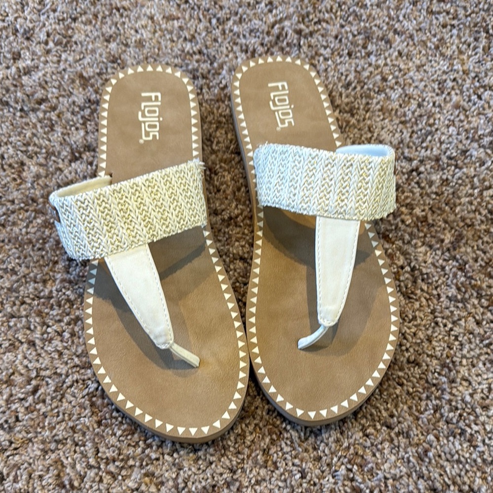 Never Worn - Flojos Grace Sandal - White and Gold - Size 11